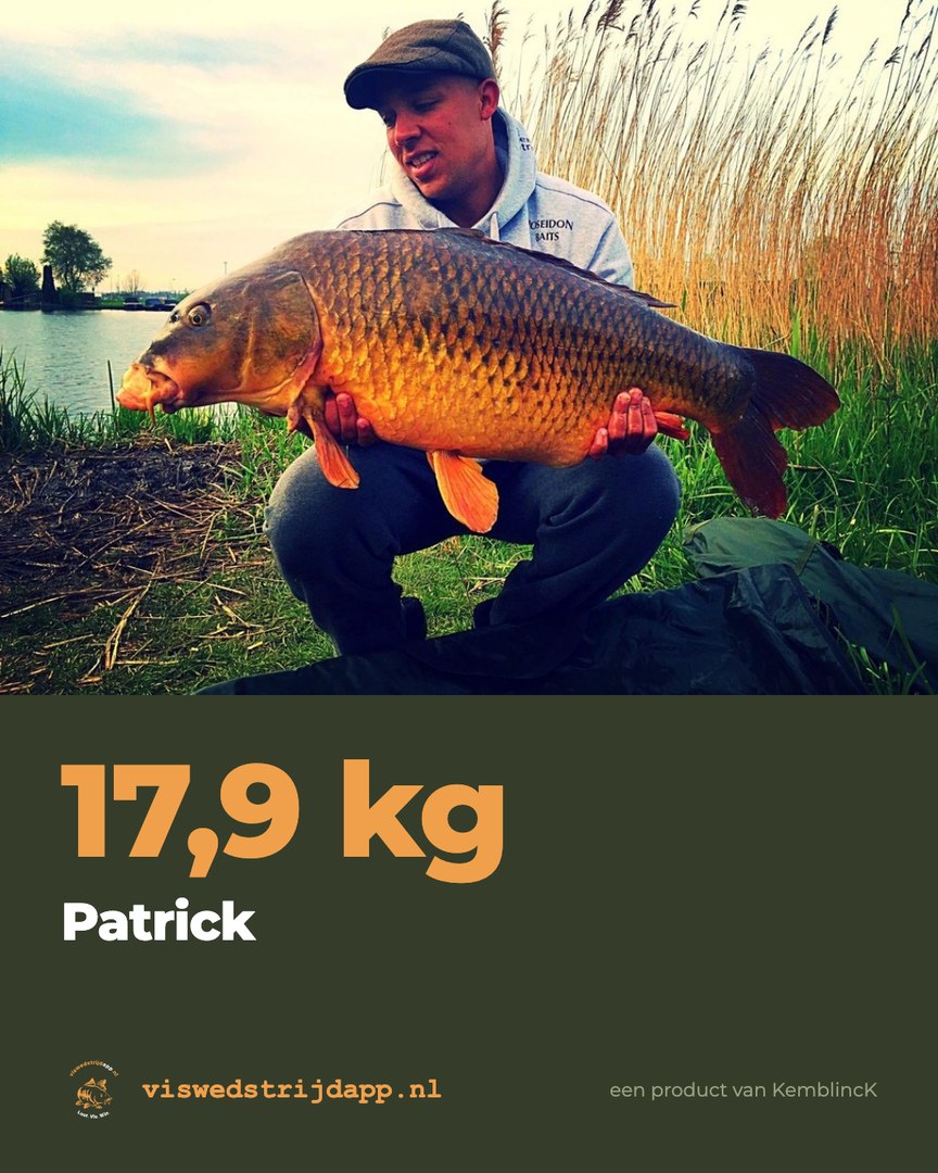 Een vangst zoals de app die deelt: foto, gewicht en naam van de visser